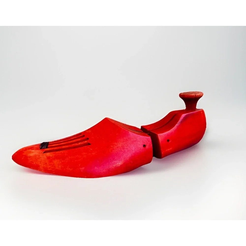 Vintage Florsheim Wood Red Shoe Tree Mold Stretcher Form Insert Primitive Decor